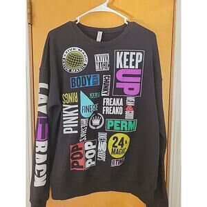 Bruno Mars XXIVK Magic World Tour Sweatshirt Crewneck Size Medium Black 24K